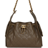 Chanel Small 25 Hobo Bag Dark Khaki Caviar Antique Gold Hardware - Thumbnail View 1