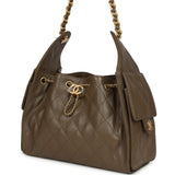 Chanel Small 25 Hobo Bag Dark Khaki Caviar Antique Gold Hardware - Thumbnail View 5