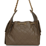 Chanel Small 25 Hobo Bag Dark Khaki Caviar Antique Gold Hardware - Thumbnail View 4