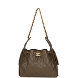 Chanel Small 25 Hobo Bag Dark Khaki Caviar Antique Gold Hardware - Thumbnail View 7