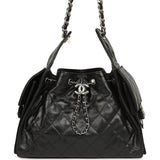 Chanel Small 25 Hobo Bag Black Shiny Aged Crumpled Calfskin Silver Hardware - Thumbnail View 1