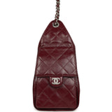 Chanel Small 25 Hobo Bag Dark Burgundy Shiny Aged Crumpled Calfskin Silver Hardware