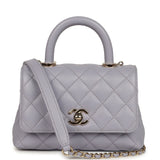 Chanel Micro Coco Top Handle Flap Light Purple Shiny Caviar Light Gold Hardware - Thumbnail View 1