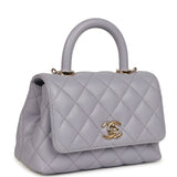 Chanel Micro Coco Top Handle Flap Light Purple Shiny Caviar Light Gold Hardware - Thumbnail View 2