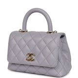 Chanel Micro Coco Top Handle Flap Light Purple Shiny Caviar Light Gold Hardware - Thumbnail View 5