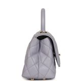 Chanel Micro Coco Top Handle Flap Light Purple Shiny Caviar Light Gold Hardware - Thumbnail View 3