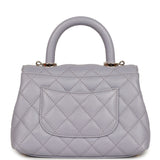 Chanel Micro Coco Top Handle Flap Light Purple Shiny Caviar Light Gold Hardware - Thumbnail View 4