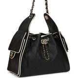 Chanel Small 25 Hobo Bag Black and White Calfskin Light Gold Hardware - Thumbnail View 2