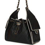 Chanel Small 25 Hobo Bag Black and White Calfskin Light Gold Hardware - Thumbnail View 5