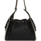 Chanel Small 25 Hobo Bag Black and White Calfskin Light Gold Hardware - Thumbnail View 4