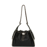Chanel Small 25 Hobo Bag Black and White Calfskin Light Gold Hardware - Thumbnail View 7