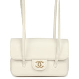Chanel Mini Preppy Coco Clutch with Straps White Shiny Caviar Brushed Gold Hardware - Thumbnail View 1