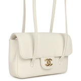 Chanel Mini Preppy Coco Clutch with Straps White Shiny Caviar Brushed Gold Hardware - Thumbnail View 2