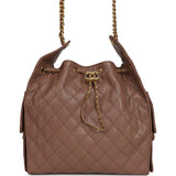 Chanel Medium 25 Hobo Bag Brown Caviar Antique Gold Hardware