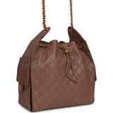 Chanel Medium 25 Hobo Bag Brown Caviar Antique Gold Hardware