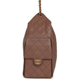 Chanel Medium 25 Hobo Bag Brown Caviar Antique Gold Hardware