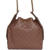 Chanel Medium 25 Hobo Bag Brown Caviar Antique Gold Hardware