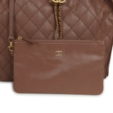 Chanel Medium 25 Hobo Bag Brown Caviar Antique Gold Hardware
