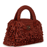 Chanel Small Fringe Kelly Dark Red Raffia Wood and Light Gold Hardware - Thumbnail View 2