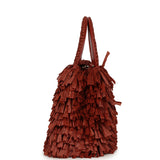 Chanel Small Fringe Kelly Dark Red Raffia Wood and Light Gold Hardware - Thumbnail View 3