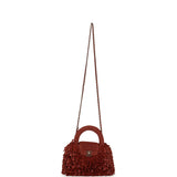 Chanel Small Fringe Kelly Dark Red Raffia Wood and Light Gold Hardware - Thumbnail View 7