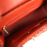 Chanel Small Fringe Kelly Dark Red Raffia Wood and Light Gold Hardware - Thumbnail View 8