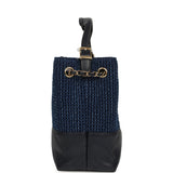 Chanel Small Coco Base Hobo Bag Blue Denim Tweed and Navy Blue Shiny Lambskin Gold Hardware - Thumbnail View 3