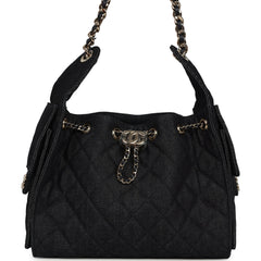 Chanel Small 25 Hobo Bag Dark Blue Denim Light Gold Hardware