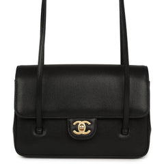 Chanel Small Preppy Coco Flap Bag Black Shiny Caviar Brushed Gold Hardware