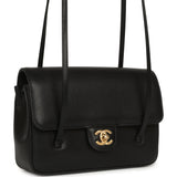Chanel Small Preppy Coco Flap Bag Black Shiny Caviar Brushed Gold Hardware - Thumbnail View 2