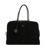 Chanel Maxi "Perfect Bowling" Bag Black Suede Gold Hardware