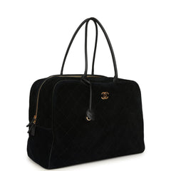 Chanel Maxi "Perfect Bowling" Bag Black Suede Gold Hardware