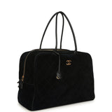 Chanel Maxi "Perfect Bowling" Bag Black Suede Gold Hardware