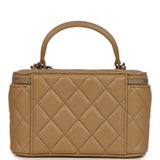 Chanel Small Top Handle Vanity Case Dark Beige Lambskin Light Gold Hardware - Thumbnail View 4