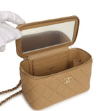 Chanel Small Top Handle Vanity Case Dark Beige Lambskin Light Gold Hardware - Thumbnail View 8