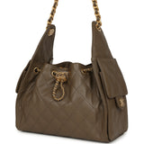 Chanel Small 25 Hobo Bag Dark Khaki Caviar Antique Gold Hardware - Thumbnail View 5