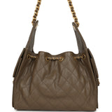 Chanel Small 25 Hobo Bag Dark Khaki Caviar Antique Gold Hardware - Thumbnail View 4