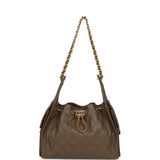 Chanel Small 25 Hobo Bag Dark Khaki Caviar Antique Gold Hardware - Thumbnail View 7