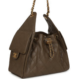 Chanel Small 25 Hobo Bag Dark Khaki Caviar Antique Gold Hardware - Thumbnail View 2
