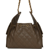 Chanel Small 25 Hobo Bag Dark Khaki Caviar Antique Gold Hardware - Thumbnail View 4