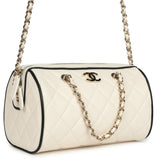 Chanel Mini Timeless Classic Barrel Bag with Chain White and Black Lambskin Light Gold Hardware - Thumbnail View 2