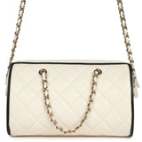 Chanel Mini Timeless Classic Barrel Bag with Chain White and Black Lambskin Light Gold Hardware - Thumbnail View 4