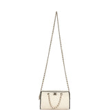Chanel Mini Timeless Classic Barrel Bag with Chain White and Black Lambskin Light Gold Hardware - Thumbnail View 7