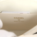 Chanel Mini Timeless Classic Barrel Bag with Chain White and Black Lambskin Light Gold Hardware - Thumbnail View 9