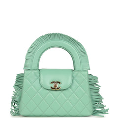 Chanel Small Fringe Kelly Green Lambskin Gold Hardware