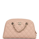 Chanel Small Bowling Clutch with Chain Straps Pink Shiny Caviar Light Gold Hardware - Thumbnail View 1