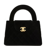 Chanel Small Kelly Shopper Black Velvet Brushed Gold Hardware - Thumbnail View 1