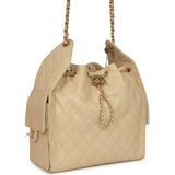 Chanel Medium 25 Hobo Bag Light Beige Caviar Antique Gold Hardware - Thumbnail View 2