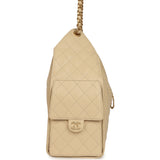 Chanel Medium 25 Hobo Bag Light Beige Caviar Antique Gold Hardware - Thumbnail View 3