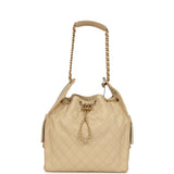 Chanel Medium 25 Hobo Bag Light Beige Caviar Antique Gold Hardware - Thumbnail View 7